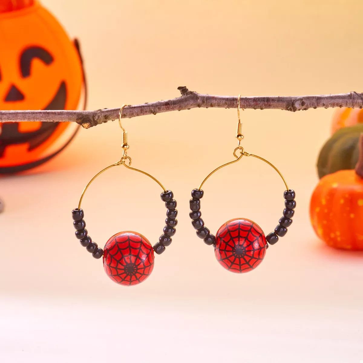 18K Gold-Plated Halloween Bead Earrings -