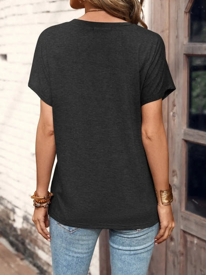 Half Button Short Sleeve Top -