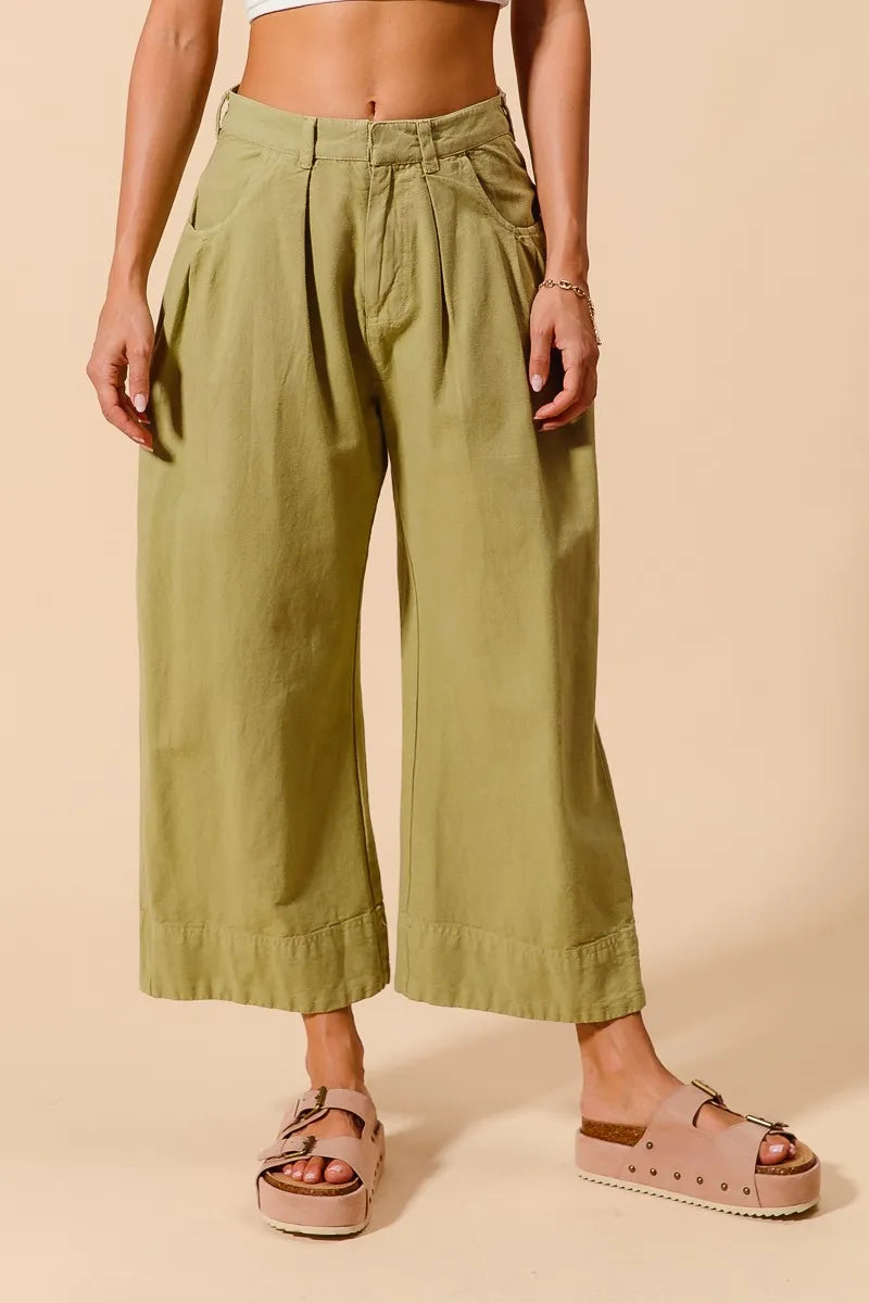 Mid Rise Wide Leg Chino Pants -