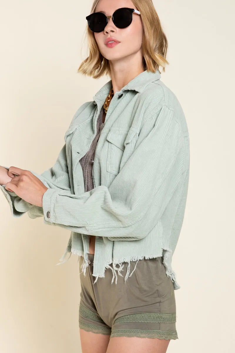 Button Down Corduroy Trucker Jacket -