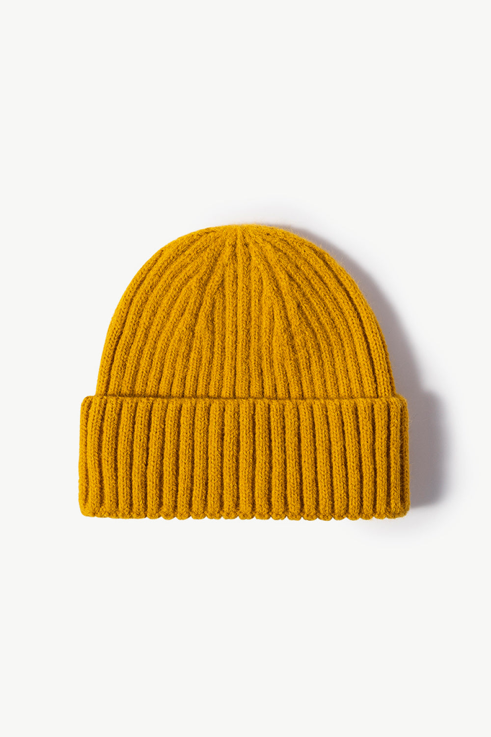 Rib-Knit Cuff Beanie - Mustard One Size