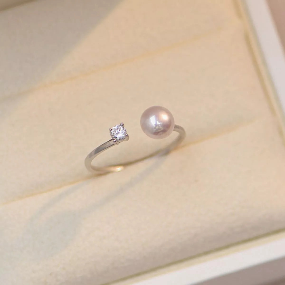 Sterling Silver Pearl Open Ring -