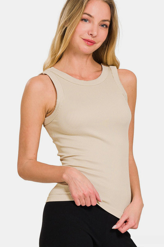 Neckline Washed Ribbed Tank