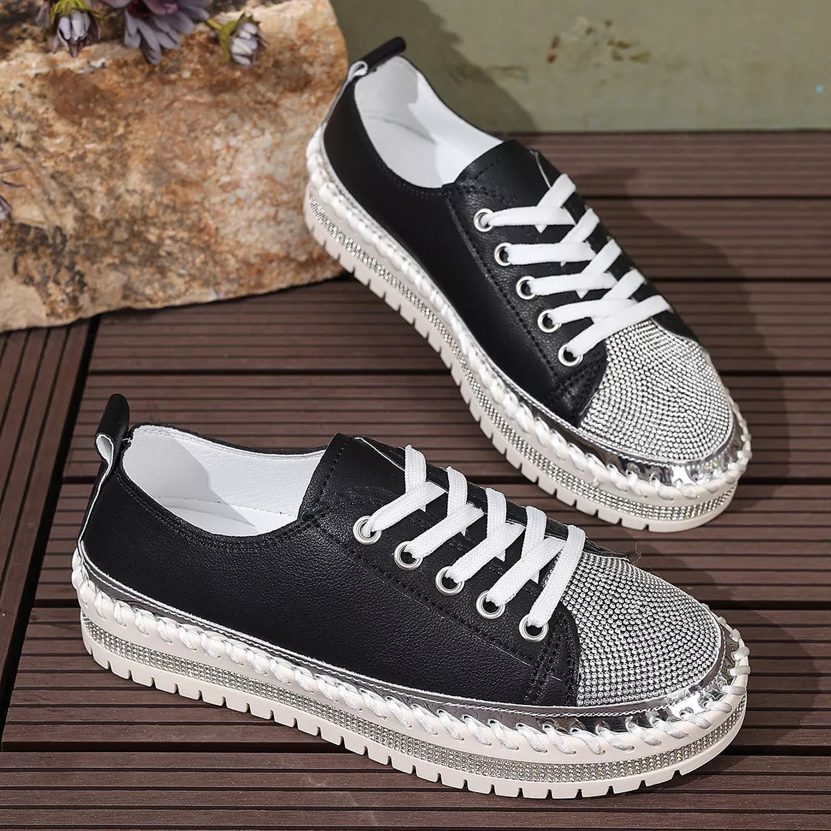 Round Toe Platform Sneakers -