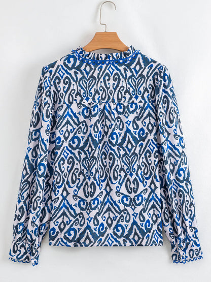 Paisley Print Long Sleeve Blouse -