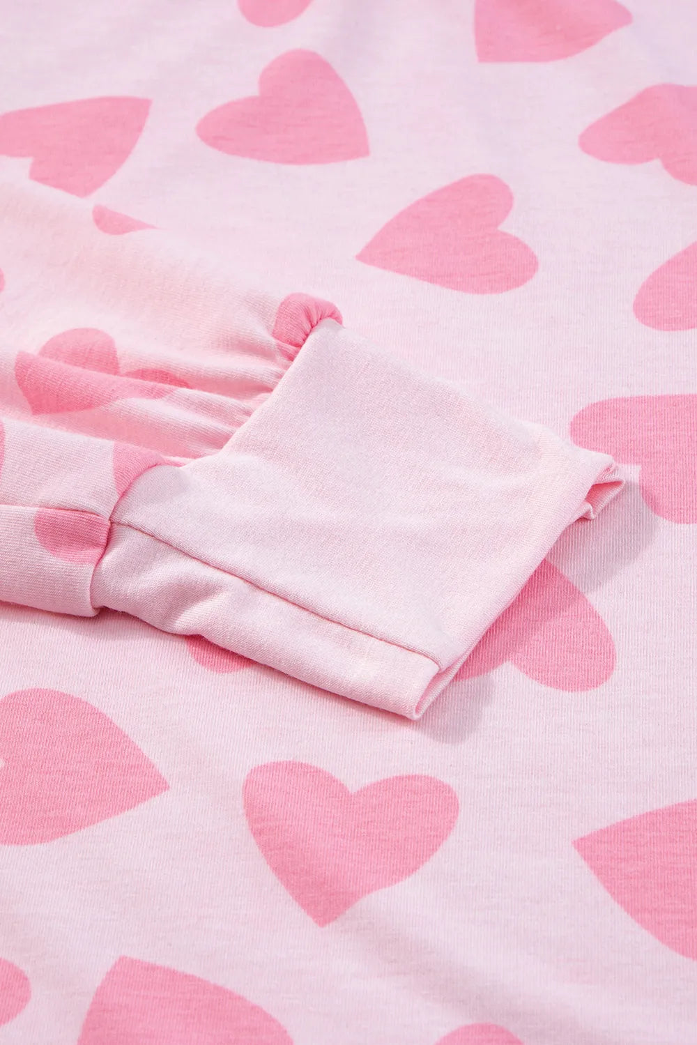 Heart Print Long Sleeve Top and Shorts Lounge Set -