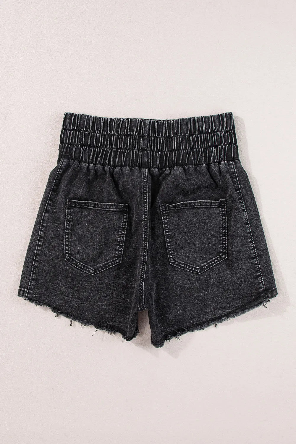 High Waist Raw Hem Denim Shorts -