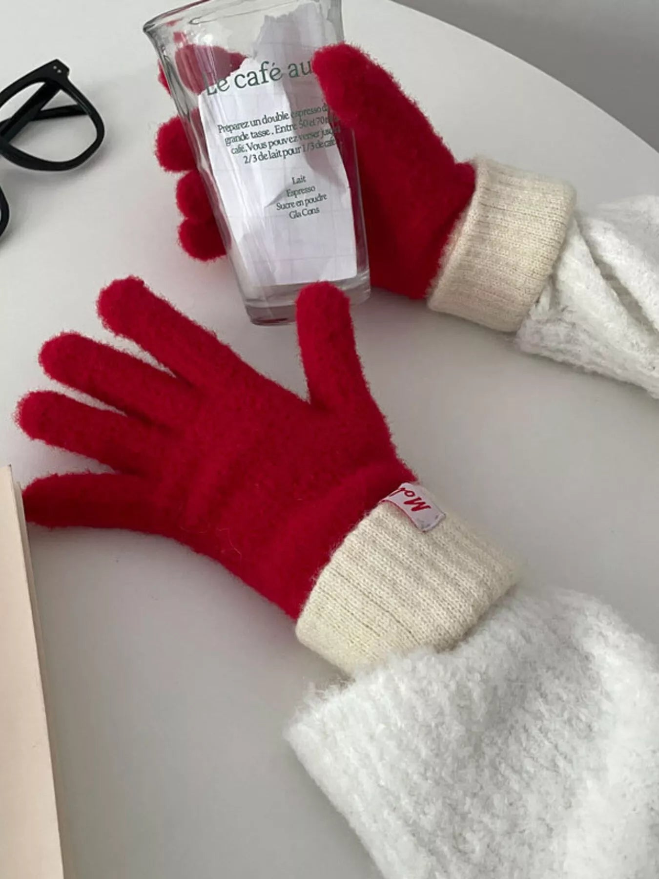 Cozy Knit Gloves with Ribbed Cuff -