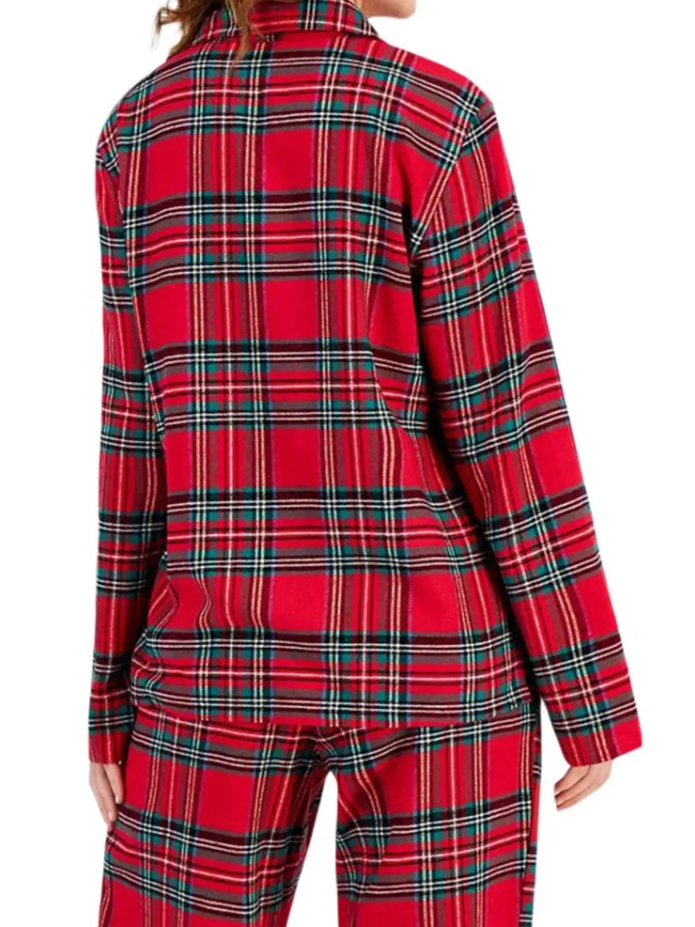 Plaid Collared Neck Button Up Top and Pants Lounge Set -
