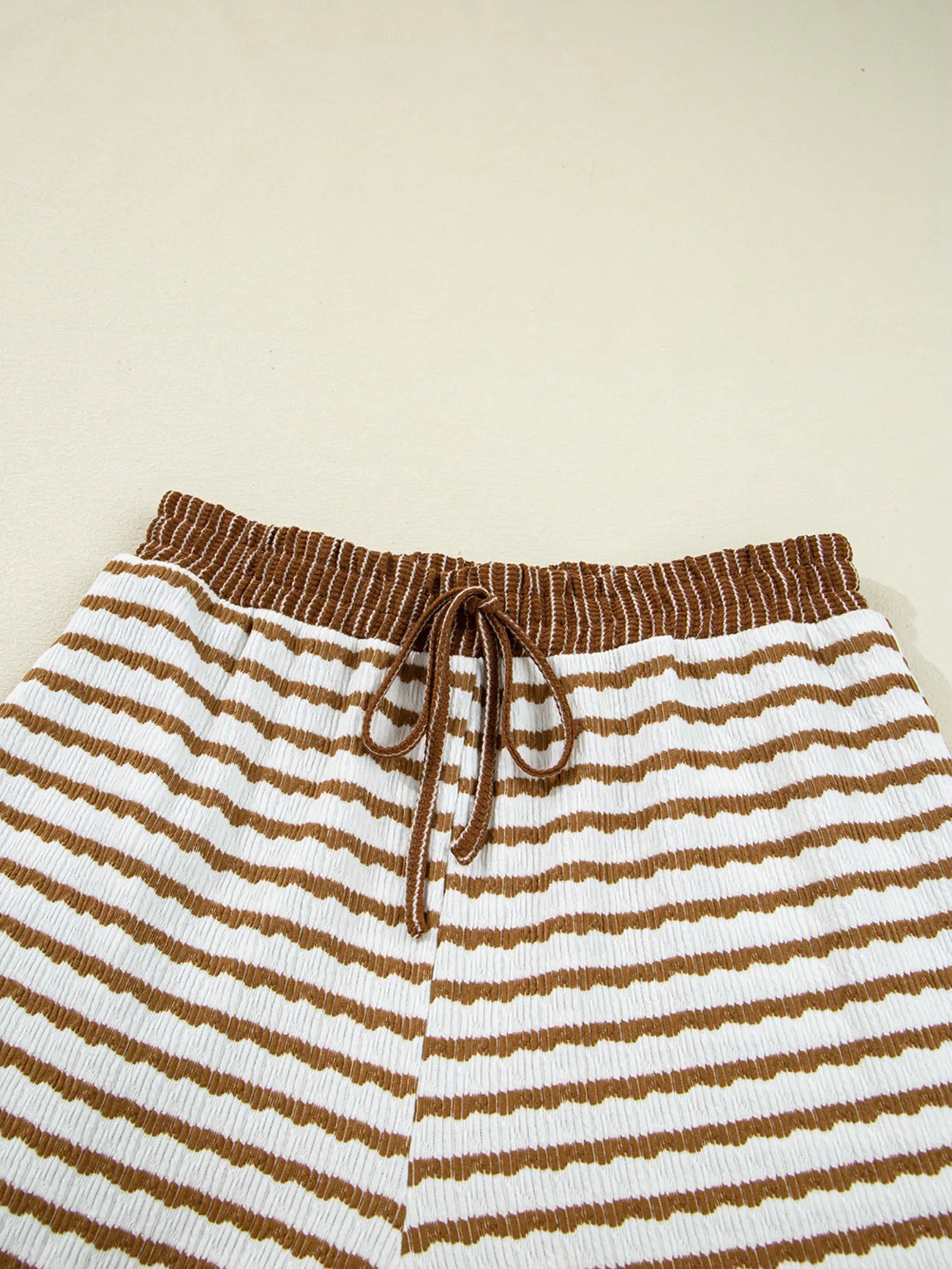 Stripe Collared Top and Drawstring Pant Set -