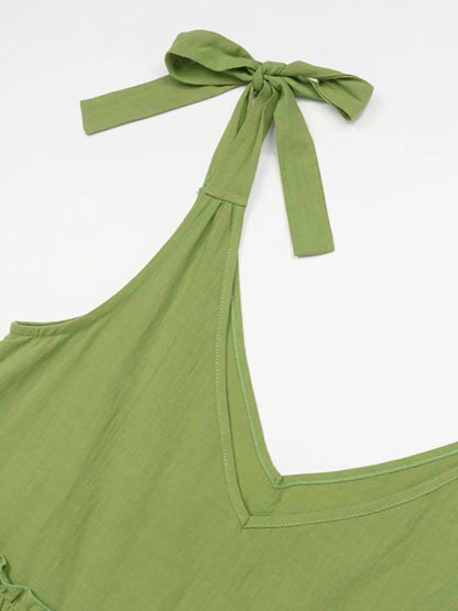 Tiered Frill V-Neck Sleeveless Dress -