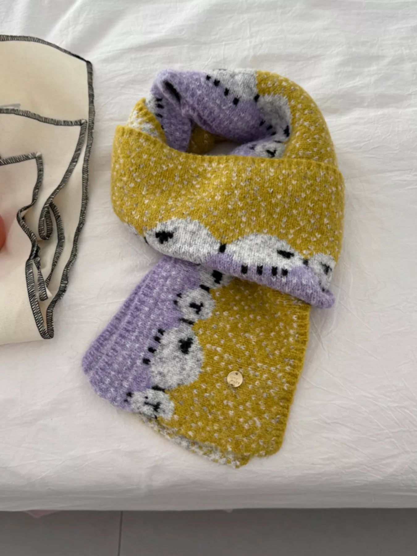 Sheep Pattern Knitted Scarf -