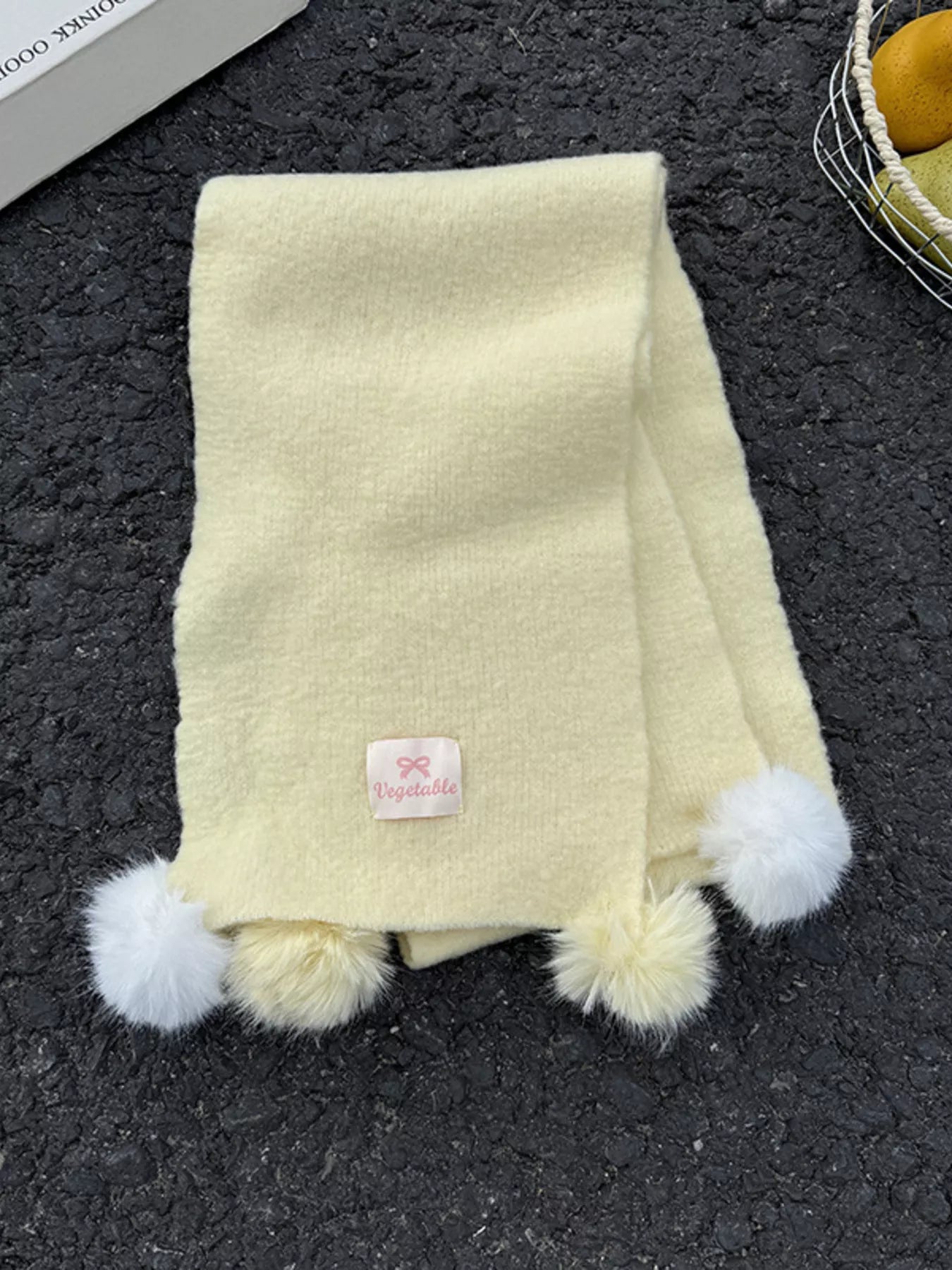 Pom-Pom Scarf - Yellow One Size