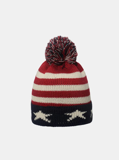 Roll Rim US Flag Knit Hat - Style B One Size
