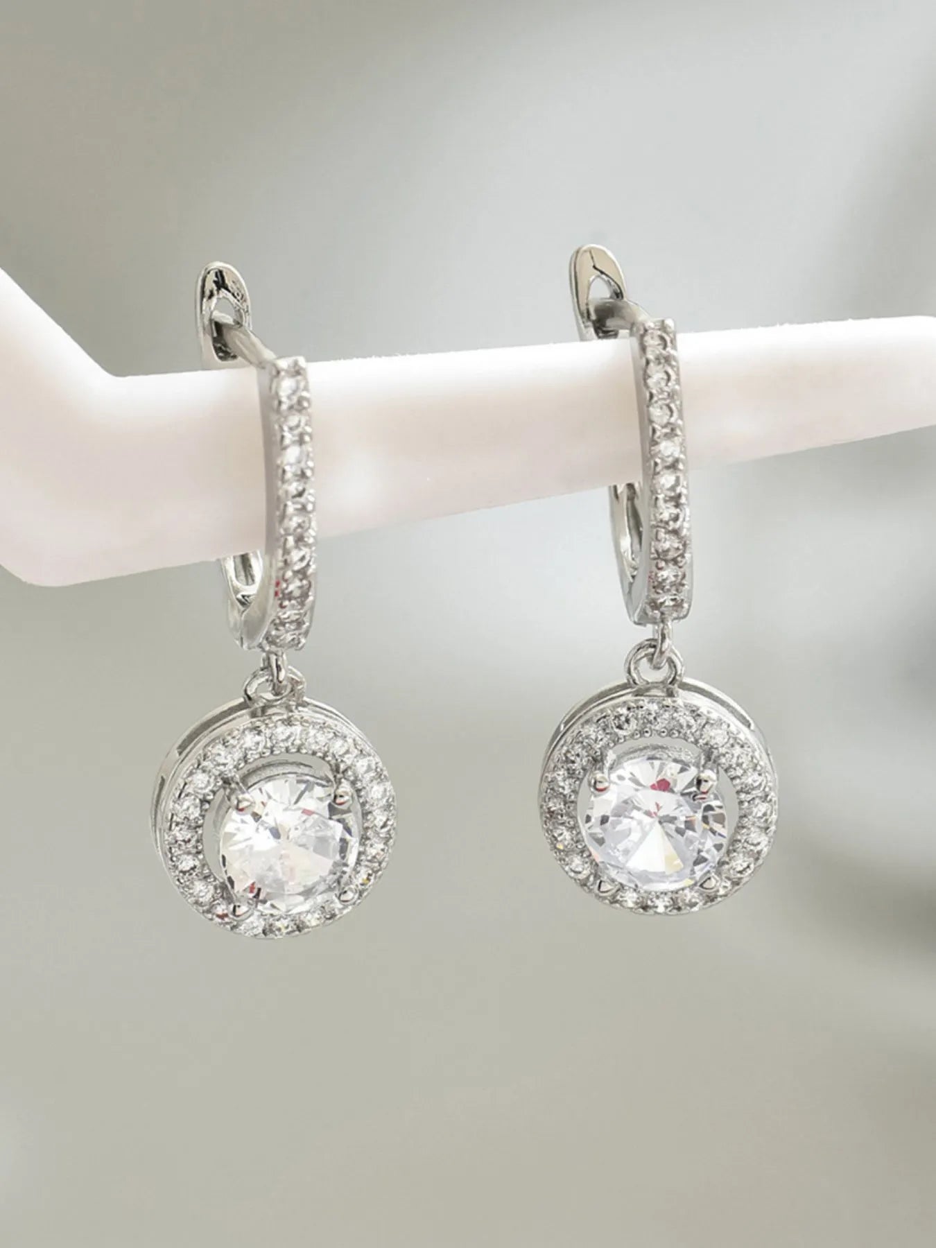 Stainless Steel Zircon Drop Earrings -