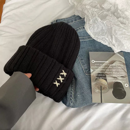 Knitted Beanie Hat - Black One Size
