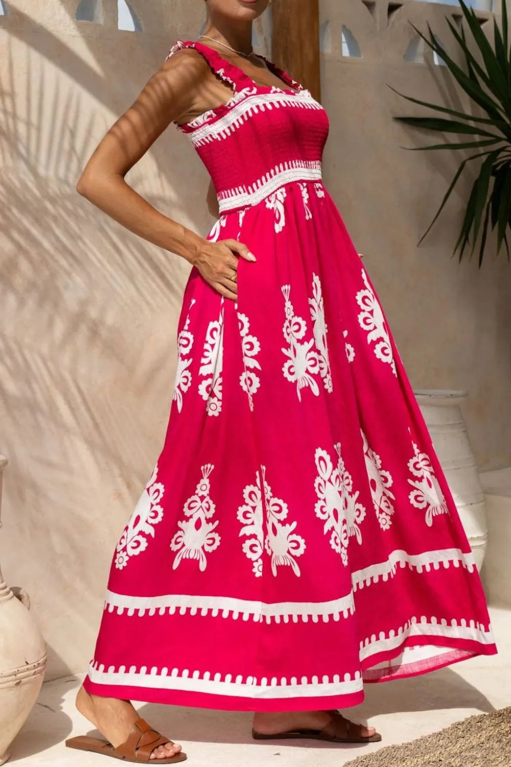 Printed Square Neck Cami Dress -