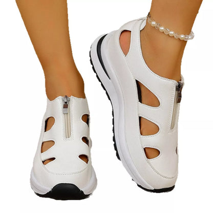 Cutout Zipper Wedge Sneakers -