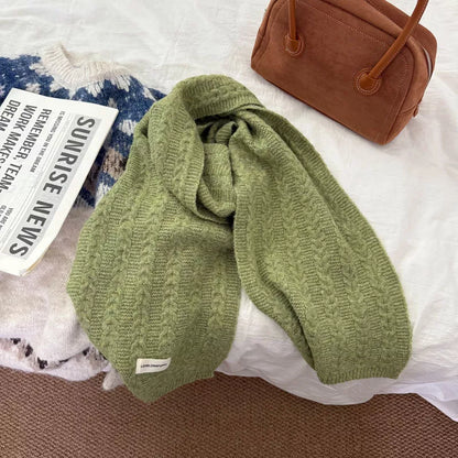Texture Knit Winter Scarf - Green One Size