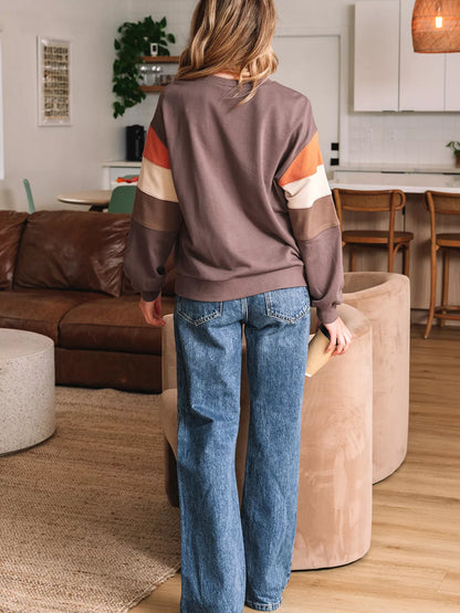 Sequin Bow Pumpkin Round Neck Sweatshirt -