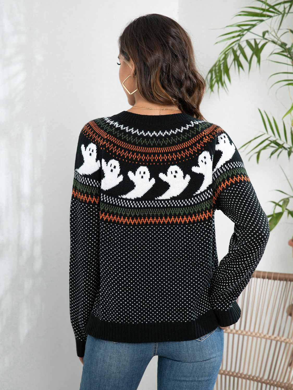 Ghost Button Up Long Sleeve Cardigan - Black