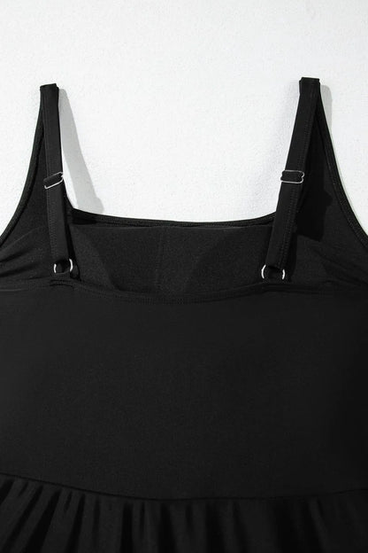 Side Tied Waist A-line One-Piece Swim Dress -