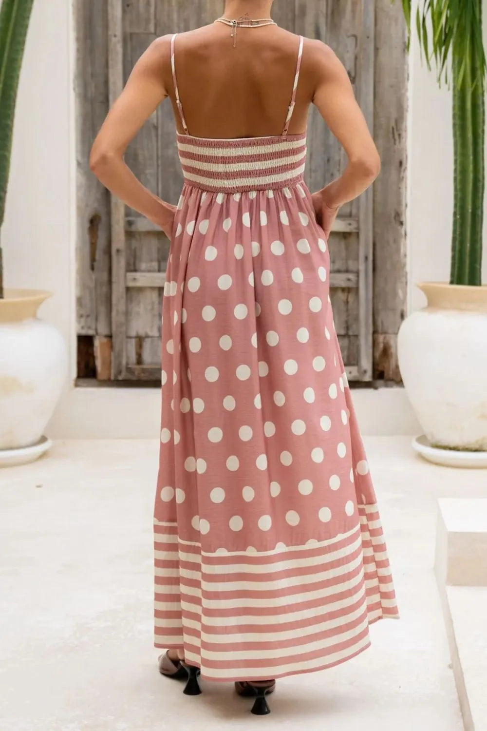 Polka Dot Square Neck Cami Dress -