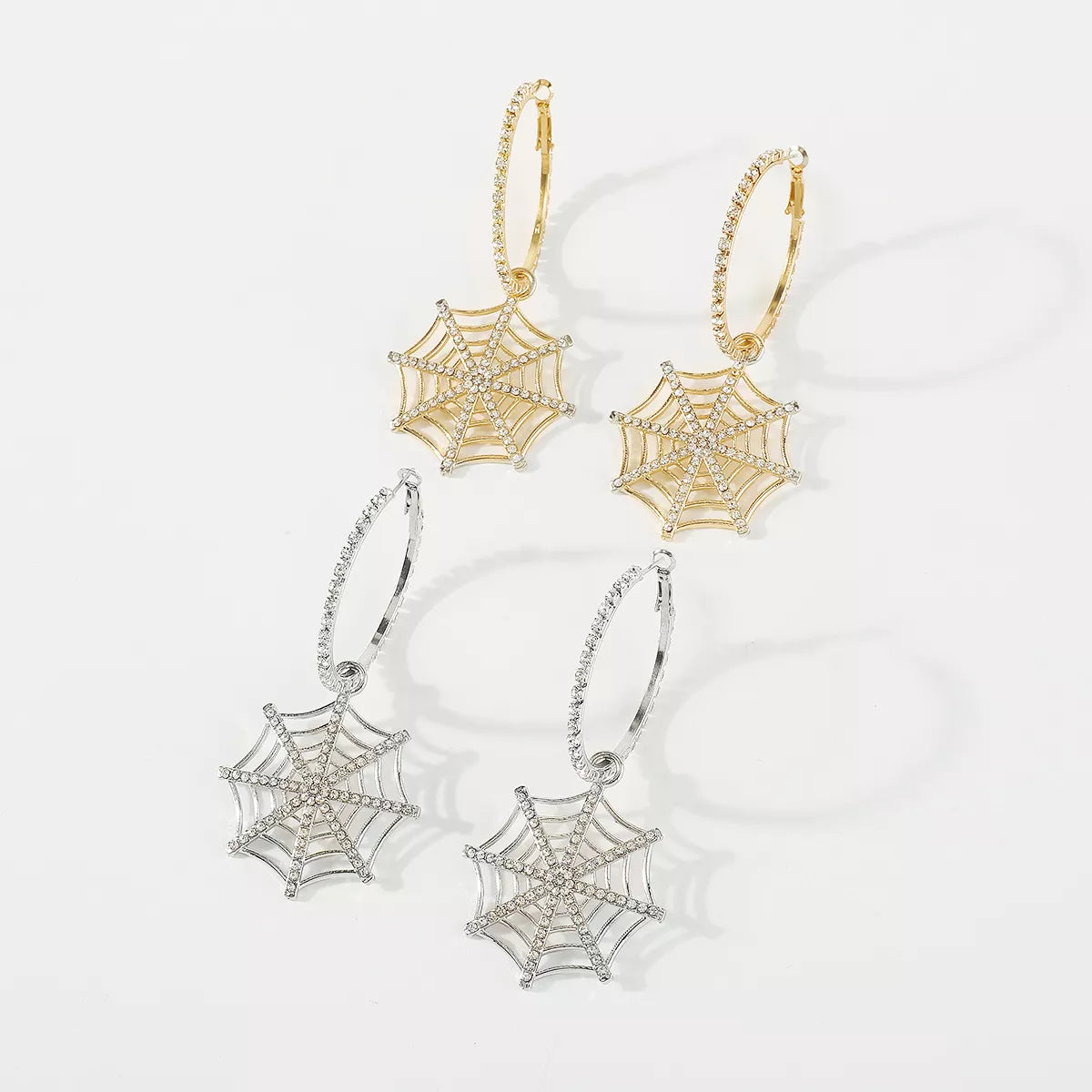 Spider Web Dangle Hoop Earrings -