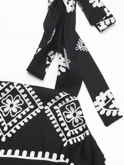 Printed Square Neck Maxi Cami Dress -