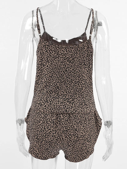 Leopard Cami Cardigan and Shorts 3-Piece Set -