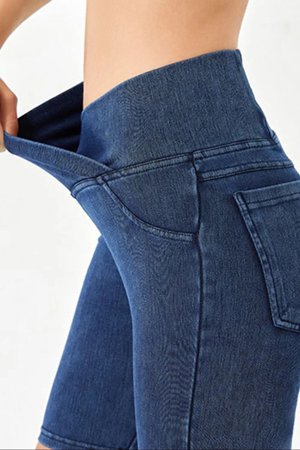 Asymmetrical Waist Denim Shorts -