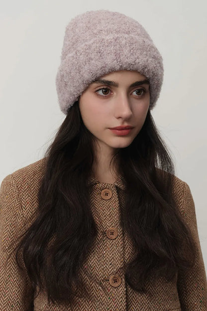 Solid Color Thermal Knit Hat - Mauve One Size
