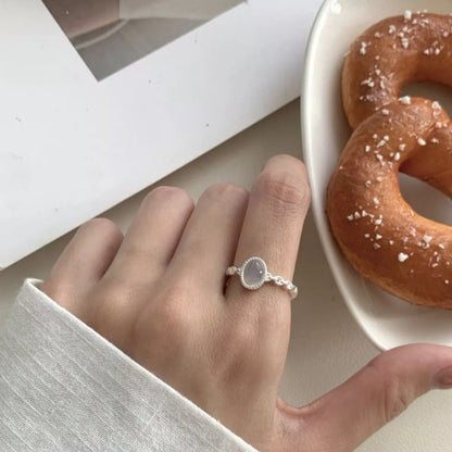 Agate Open Ring - Silver One Size
