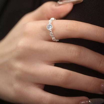 Sterling Silver Open Ring - Aquamarine Treasure One Size