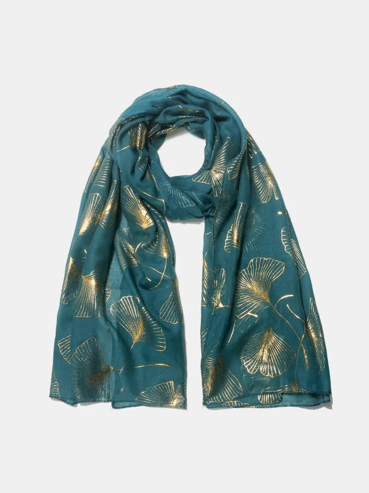 Ginkgo Leaf Polyester Scarf - Green One Size