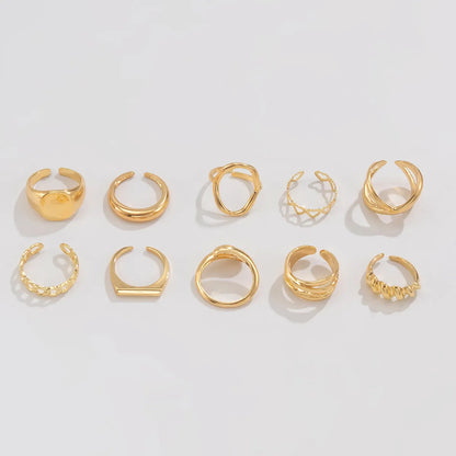 10-Piece Alloy Geometric Ring -