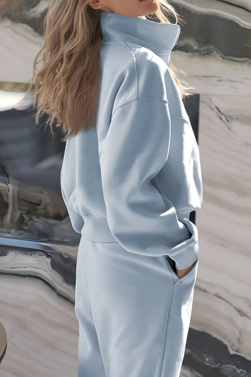 Half Zip Long Sleeve Top and Joggers Set -