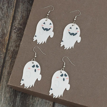 2-Piece Alloy Acrylic Ghost Dangle Earrings -