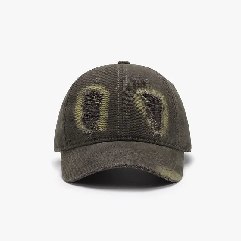 Distressed Cotton Baseball Cap - Army Green One Size