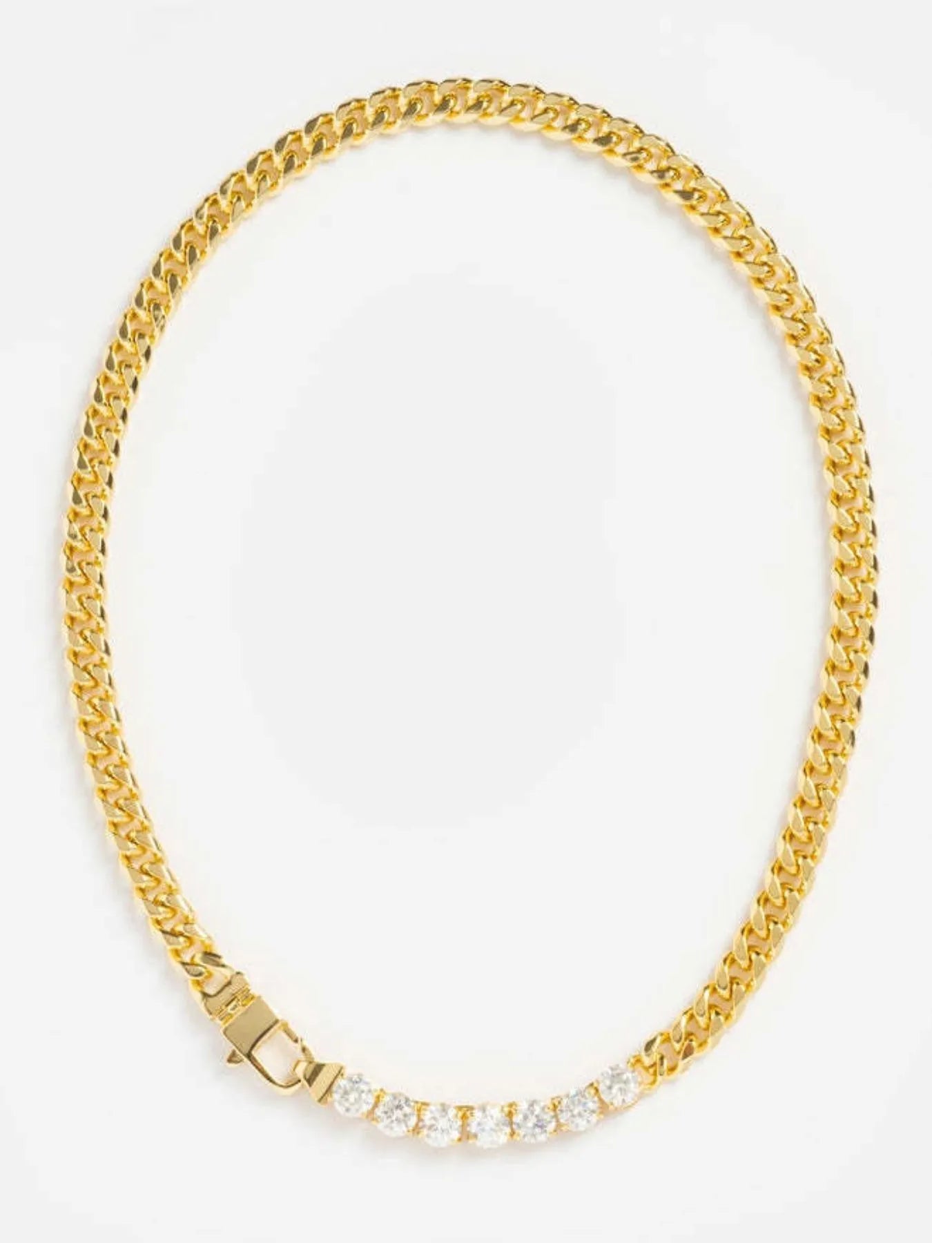 Gold-Plated Zircon Necklace and Bracelet Jewelry Set -