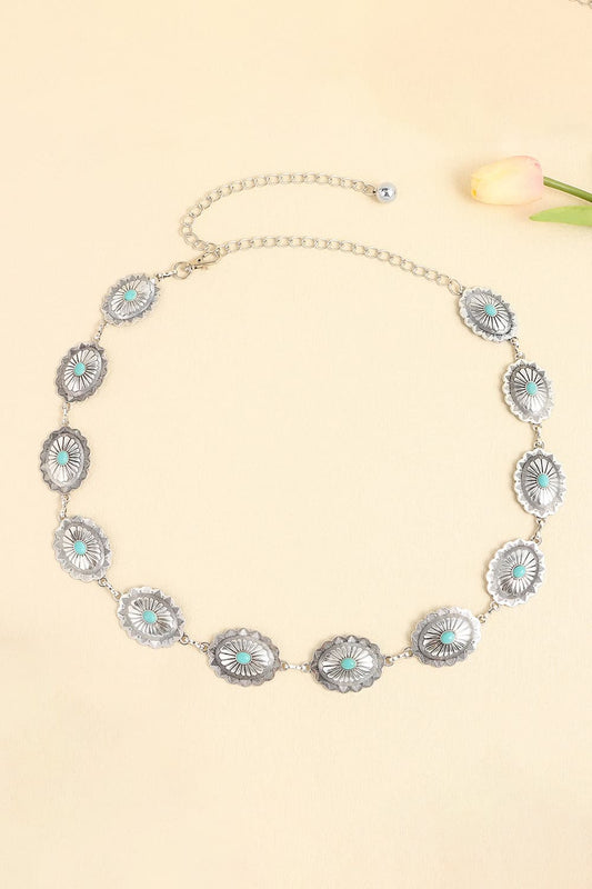 Vintage Turquoise Alloy Belt - Style A One Size