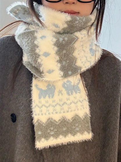 Animal Pattern Fuzzy Scarf -