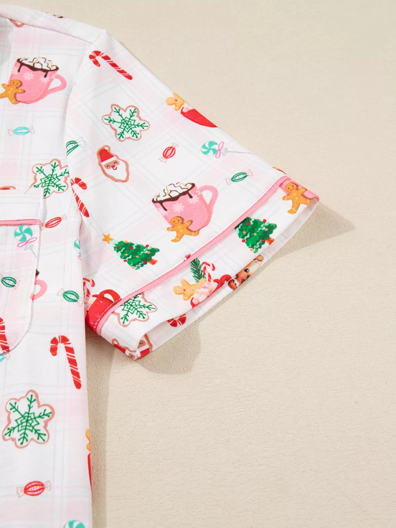 Holiday Print Short Sleeve Shirt and Pants Pajama Set -