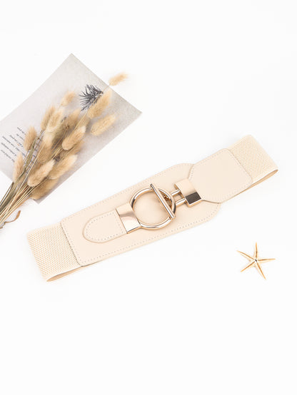 PU Elastic Wide Belt with Alloy Buckle -