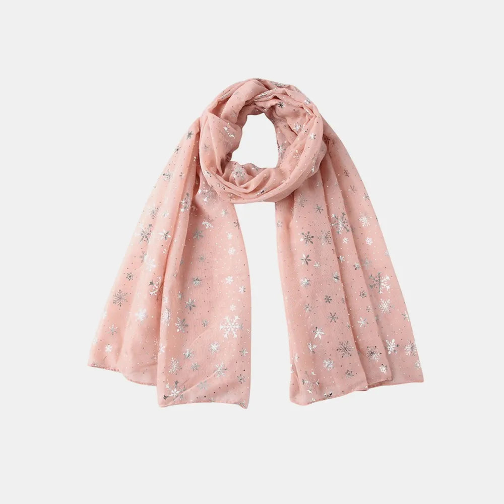 Thermal Snowflakes Polyester Scarf - Blush Pink One Size