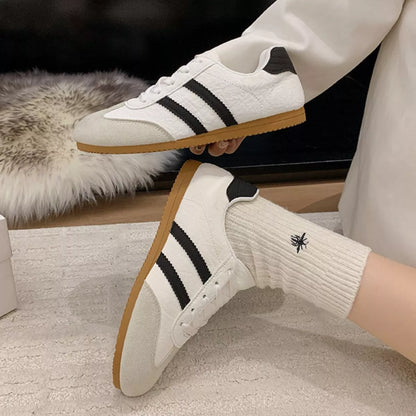 Striped Lace Up Casual Sneakers -