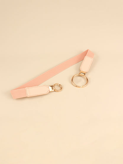 Double Ring Buckle Elastic PU Belt -