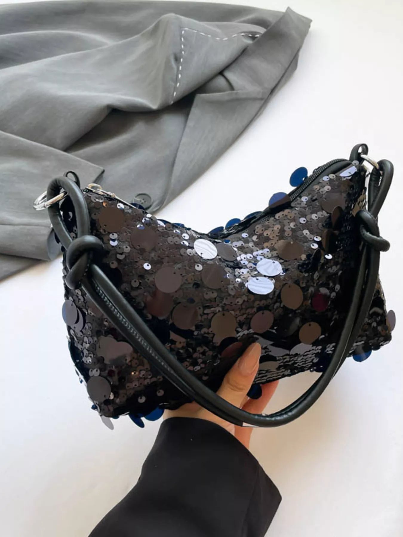 Sequin Embellished Shoulder Bag -