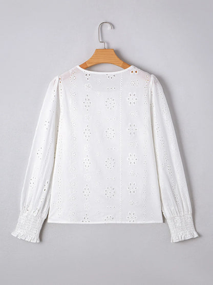 Eyelet Long Sleeve Blouse -