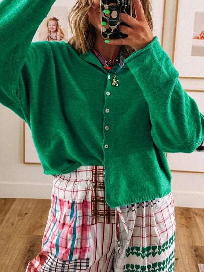 Button-Up Long Sleeve Knit Cardigan -
